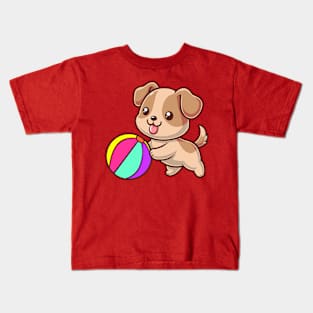 Puppies playing ball Kids T-Shirt